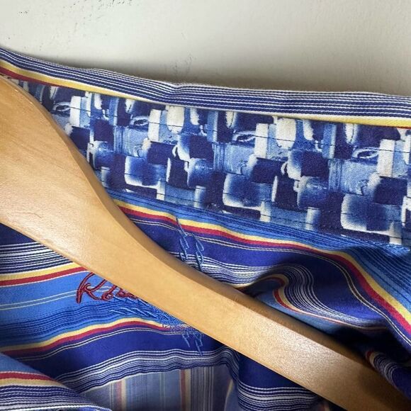 Robert Graham Blue Stripes Button Up‎ Shirt Men’s M Read - Picture 10 of 12